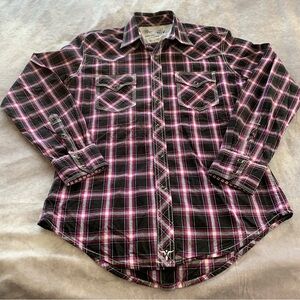 WRANGLER 20X MEN'S Sz S ADVANCED COMFORT PLAID LONG SLEEVE WESTERN SHIRT